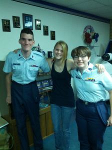 Grant at his last CAP promotion with his almost-girlfriend and another CAP friend.